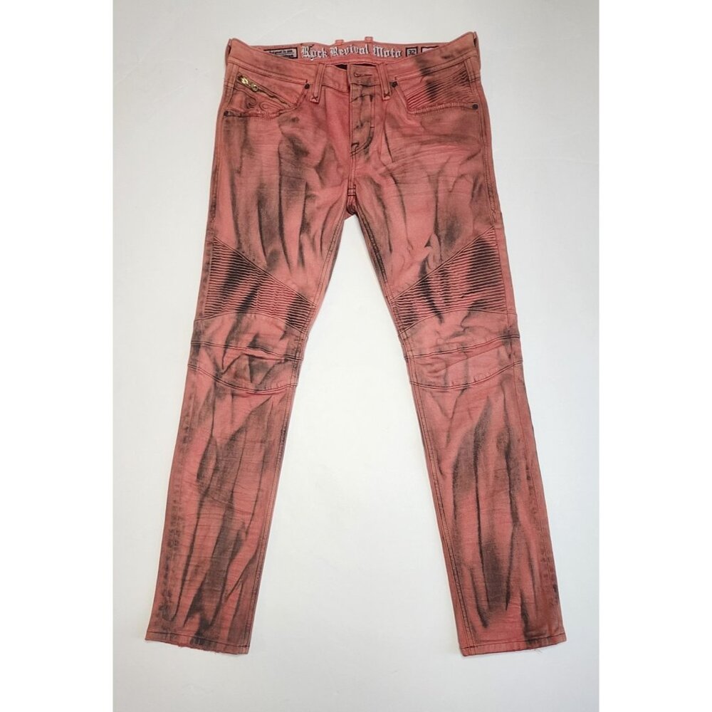 Rock Revival Ivan Slim Straight Moto Stretch Jeans